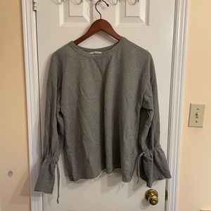 Grey Zara tie sleeve top